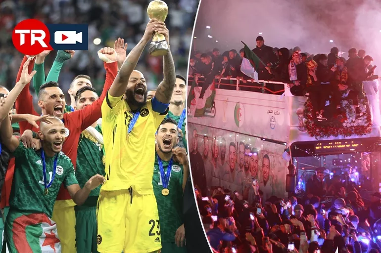 Cezayir, Filistin bayraklarıyla şampiyonluğu kutladı! Binlerce taraftar sokaklara akın etti