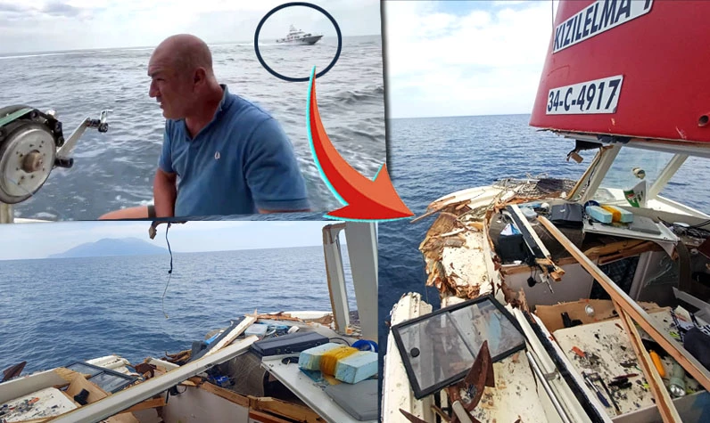 Türk sularında Yunan terörü: Balıkçı teknesini parçalayıp kaçtılar