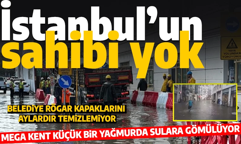 İstiklal Caddesi küçük bir yağmurda Venedik'e dönüyor: Esnaf, rögar kapaklarını temizlemeyen CHP'den şikayetçi