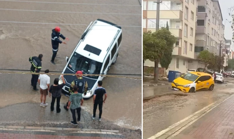 D-100 kara yolunu sağanak vurdu: Araçlar mahsur kaldı! Ulaşım durma noktasına geldi