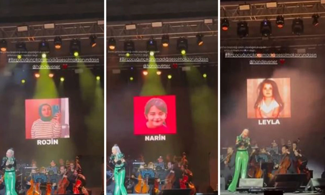 Hande Yener'in konserinde duygusal anlar: Katledilen kız çocuklarının fotoğrafları ekrana yansıtıldı!