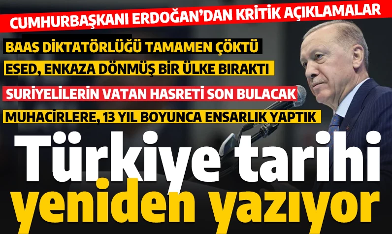 Son dakika... Cumhurbaşkanı Erdoğan'dan Suriye açıklaması: 'Türkiye, insanlık tarihini yeniden yazmaktadır'