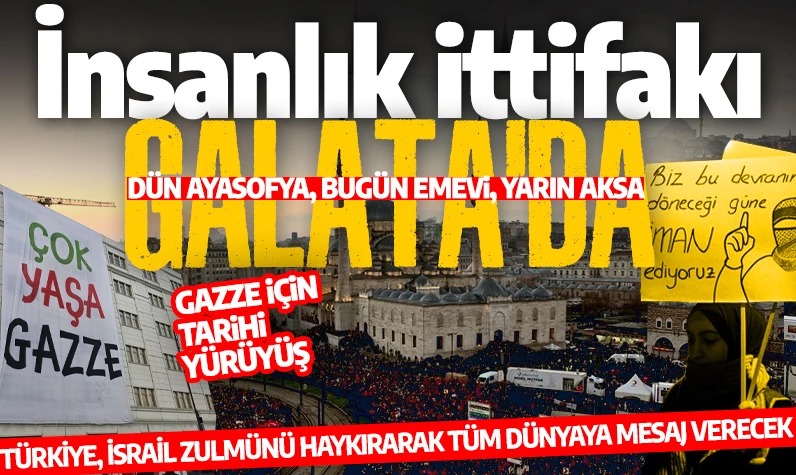 Dün Ayasofya, bugün Emevi, yarın Aksa! Galata Köprüsü'nde tarihi 'Gazze' buluşması! Yüz binlerce insan Filistin için akın etti!